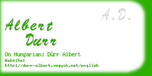 albert durr business card
